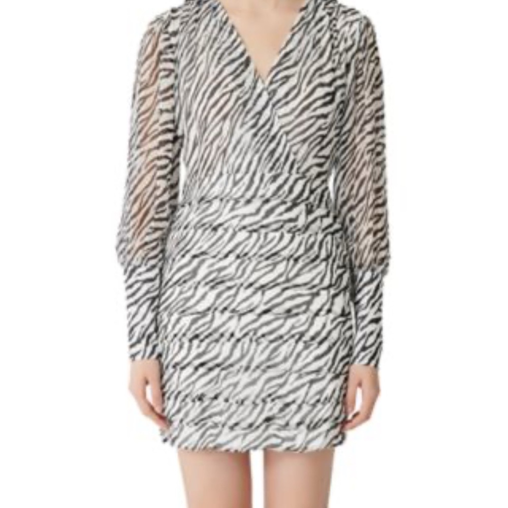 Maje Zebra Print Mini Dress size 38 French NWTS